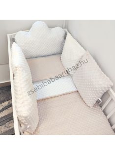   Deluxe Baby babaágynemű garnitúra felhőpárnás rácsvédővel - fehér - mogyoró - vanília