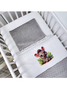   Deluxe Baby 2 részes babaágynemű garnitúra - takaró + párna - grafitszürke - bébi zebra