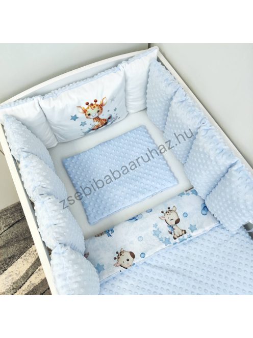 Deluxe Baby babaágynemű garnitúra Extra párnás rácsvédővel - Dreamland Collection - világoskék bébi zsiráf