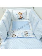 Deluxe Baby babaágynemű garnitúra Extra párnás rácsvédővel - Dreamland Collection - világoskék bébi zsiráf