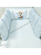 Deluxe Baby babaágynemű garnitúra Extra párnás rácsvédővel - Dreamland Collection - világoskék bébi zsiráf