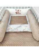 Deluxe Baby babaágynemű garnitúra hengerpárnás rácsvédővel - cappuccino - bébi erdei állatok