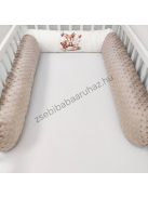 Deluxe Baby babaágynemű garnitúra hengerpárnás rácsvédővel - cappuccino - bébi erdei állatok