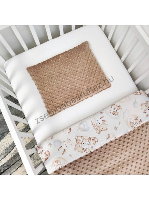 Deluxe Baby babaágynemű garnitúra hengerpárnás rácsvédővel - cappuccino - bébi erdei állatok