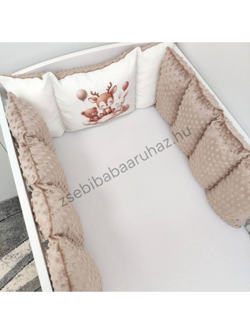 Deluxe Baby Extra párnás rácsvédő - Dreamland Collection - cappuccino bébi erdei állatok