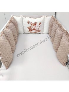   Deluxe Baby Extra párnás rácsvédő - Dreamland Collection - cappuccino bébi erdei állatok