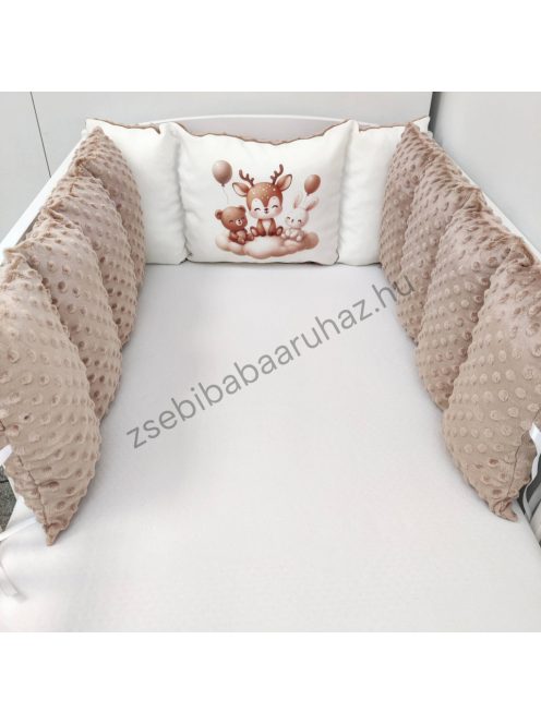 Deluxe Baby Extra párnás rácsvédő - Dreamland Collection - cappuccino bébi erdei állatok