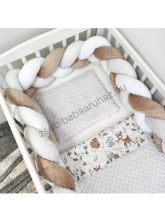   Deluxe Baby babaágynemű garnitúra babafészekkel - 5 részes - szürke - őzike és mosómedve