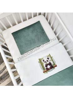 Babaágynemű - 3 részes - smaragdzöld - vidám panda