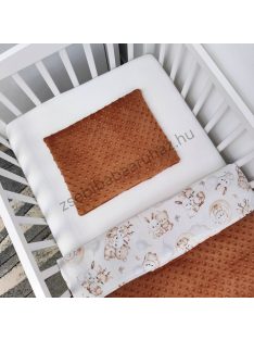   Deluxe Baby 3 részes babaágynemű garnitúra - takaró + párna + fonott rácsvédő - terrakotta - bébi erdei állatok
