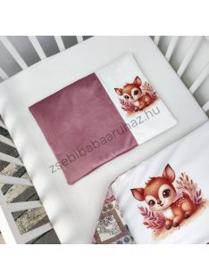   Deluxe Baby 2 részes babaágynemű garnitúra - takaró + párna - mályva - vidám bébi őzike