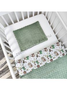   Deluxe Baby 2 részes babaágynemű garnitúra - takaró + párna - sötét zsályazöld - bébi dínók