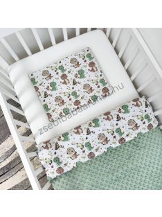   Deluxe Baby 2 részes babaágynemű garnitúra - takaró + párna - sötét zsályazöld - bébi dínók