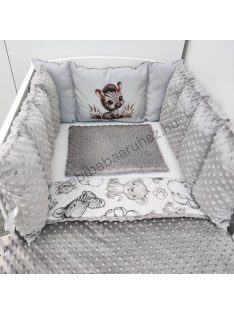   Deluxe Baby babaágynemű garnitúra Extra párnás rácsvédővel - Dreamland Collection - grafitszürke - bébi szafari zebra