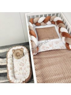   Deluxe Baby babaágynemű garnitúra babafészekkel - 5 részes - cappuccino - bébi erdei állatok