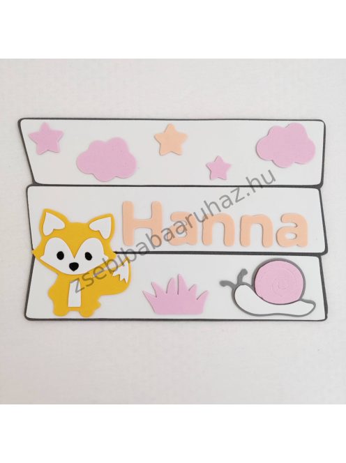 Névtábla falidekoráció Hanna névvel - Kisrókás, csigás -  KIFUTÓ