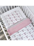 Deluxe Baby 9 részes babaágynemű garnitúra - mályvarózsa - egérkék virágokkal
