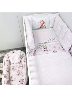   Deluxe Baby babaágynemű garnitúra Extra párnás rácsvédővel - Dreamland Collection - rózsaszín bébi zsiráf