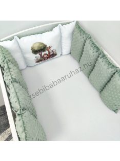   Deluxe Baby Extra párnás rácsvédő - Dreamland Collection - sötét zsályazöld - szafari kölykök