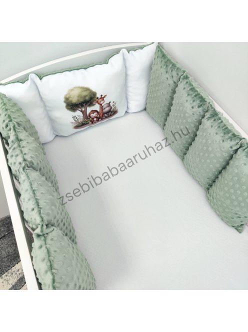 Deluxe Baby Extra párnás rácsvédő - Dreamland Collection - sötét zsályazöld - szafari kölykök