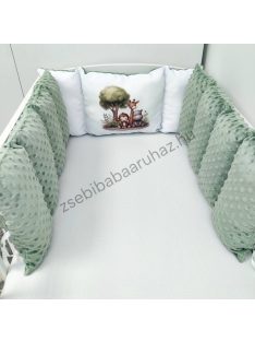   Deluxe Baby Extra párnás rácsvédő - Dreamland Collection - sötét zsályazöld - szafari kölykök
