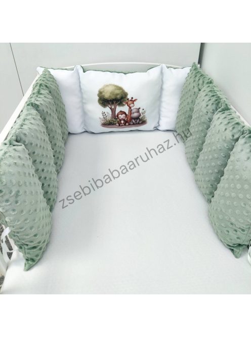 Deluxe Baby Extra párnás rácsvédő - Dreamland Collection - sötét zsályazöld - szafari kölykök
