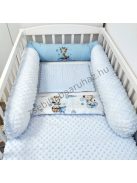 Deluxe Baby babaágynemű garnitúra hengerpárnás rácsvédővel - világoskék bébi zsiráf