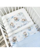 Deluxe Baby babaágynemű garnitúra hengerpárnás rácsvédővel - világoskék bébi zsiráf