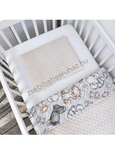  Deluxe Baby 3 részes babaágynemű garnitúra - takaró + párna + fonott rácsvédő - mogyoró -bébi szafari IV.