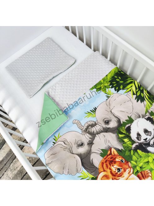 Viva Baby 3 részes babaágynemű garnitúra - takaró + párna + fonott rácsvédő - Safari I.