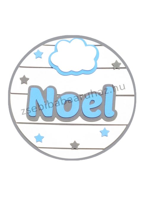 Névtábla falidekoráció Noel névvel - felhős, csillagos - KIFUTÓ