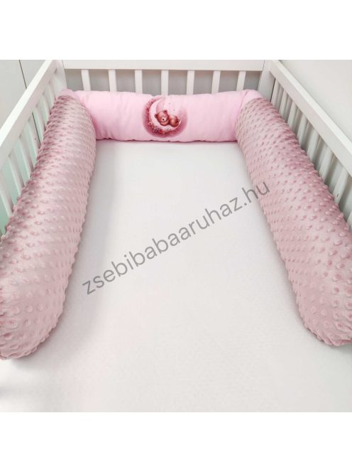 Babaágynemű - 5 részes Hengerpárnás - mályvarózsa - mackó holdon