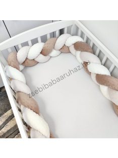   Fonott rácsvédő 60*120-as kiságyban körbeérő - Minky tricolor (mogyoró-vanília-cappuccino)