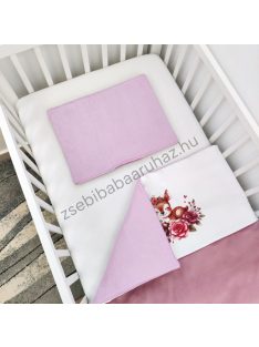   Deluxe Baby 2 részes babaágynemű garnitúra - takaró + párna - mályva - őzike virágokkal