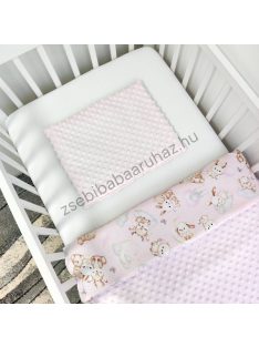   Deluxe Baby 2 részes babaágynemű garnitúra - takaró + párna - Világos rózsaszín - rózsaszín bébi erdei állatok