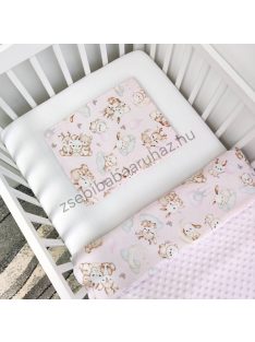   Deluxe Baby 2 részes babaágynemű garnitúra - takaró + párna - Világos rózsaszín - rózsaszín bébi erdei állatok