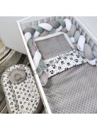 Deluxe Baby babaágynemű garnitúra babafészekkel - 5 részes - grafitszürke - pandák II.