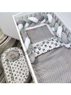   Deluxe Baby babaágynemű garnitúra babafészekkel - 5 részes - grafitszürke - pandák II.