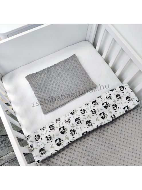 Deluxe Baby babaágynemű garnitúra babafészekkel - 5 részes - grafitszürke - pandák II.