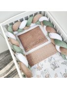 Deluxe Baby 3 részes babaágynemű garnitúra - takaró + párna + fonott rácsvédő - cappuccino - szavanna kölykök