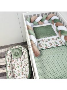   Deluxe Baby babaágynemű garnitúra babafészekkel - 5 részes - sötét zsályazöld - bébi dínók I.