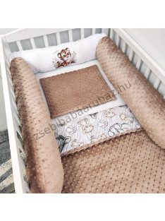   Deluxe Baby babaágynemű garnitúra hengerpárnás rácsvédővel - cappuccino - bébi szafari - tigris