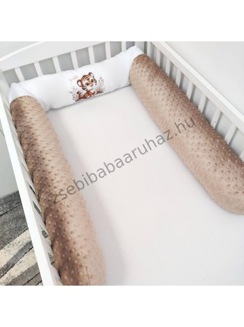 Deluxe Baby babaágynemű garnitúra hengerpárnás rácsvédővel - cappuccino - bébi szafari - tigris