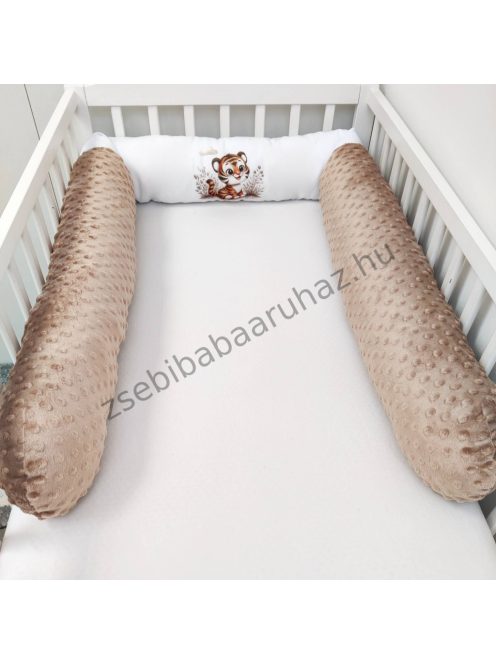 Deluxe Baby babaágynemű garnitúra hengerpárnás rácsvédővel - cappuccino - bébi szafari - tigris
