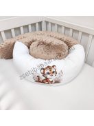 Deluxe Baby babaágynemű garnitúra hengerpárnás rácsvédővel - cappuccino - bébi szafari - tigris