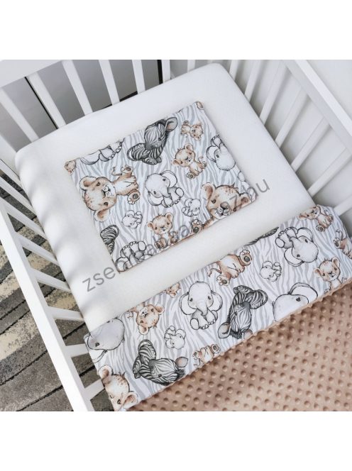 Deluxe Baby babaágynemű garnitúra hengerpárnás rácsvédővel - cappuccino - bébi szafari - tigris