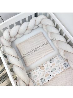   Deluxe Baby babaágynemű garnitúra babafészekkel - 5 részes - mogyoró - nyuszi és bagoly I.