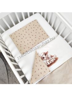   Deluxe Baby 2 részes babaágynemű garnitúra - takaró + párna - aranyhomok - báránykák