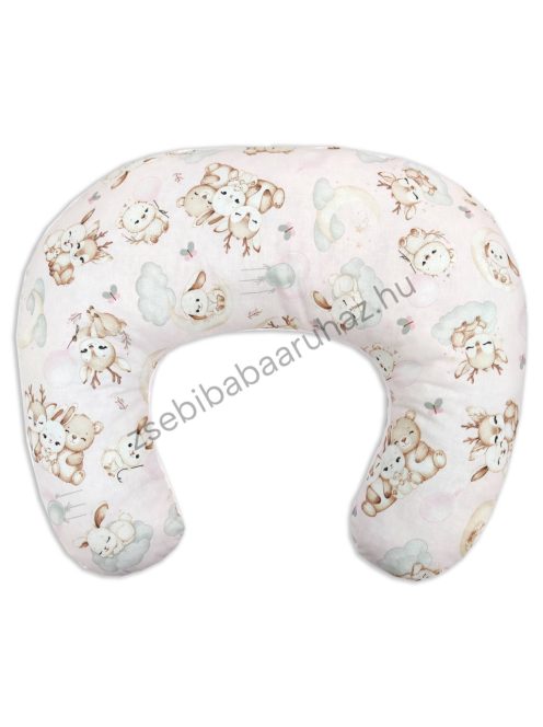 Deluxe Baby Comfort kétoldalas szoptatóspárna - világos rózsaszín - bébi erdei állatok