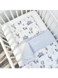   Deluxe Baby 2 részes babaágynemű garnitúra - takaró + párna - világoskék - repcsis rókák II.